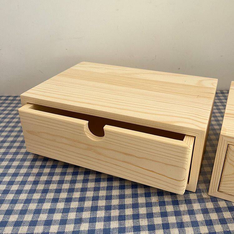 实木桌面电脑增高架单层抽屉小储物柜整理简约家用长方形收纳盒