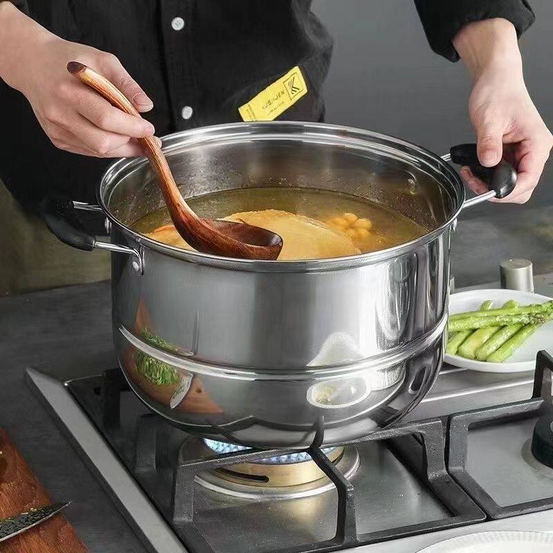 不锈钢加厚三层蒸锅家用多功能电磁炉蒸煮蒸锅大容量多层礼品蒸锅