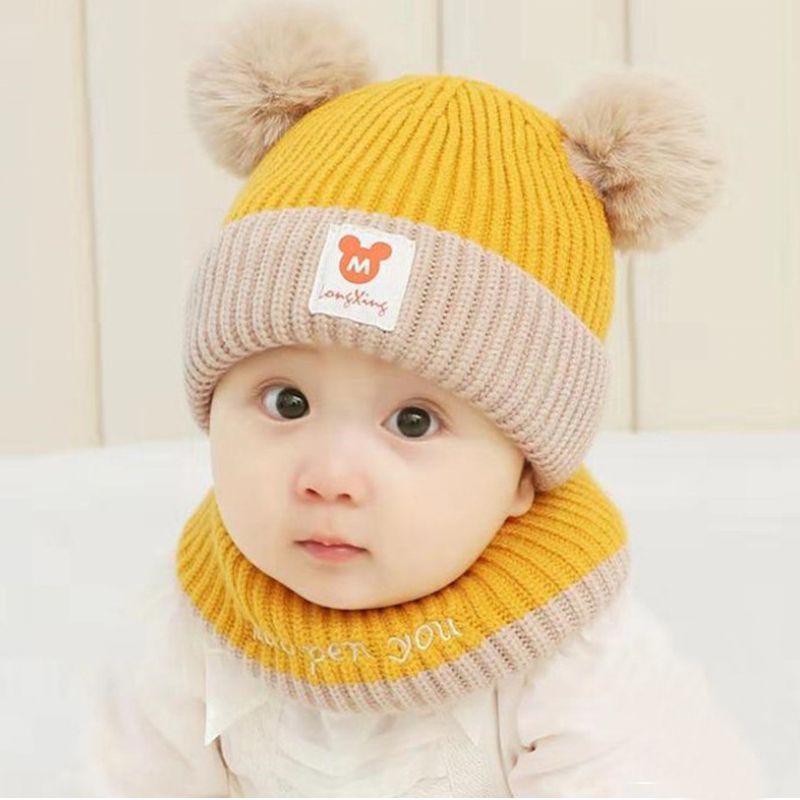 婴儿帽子秋冬季针织宝超萌