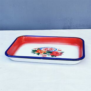 搪瓷盘子老式怀旧搪瓷托盘家用大茶盘80年代双喜字秤盘麻辣烫盘子