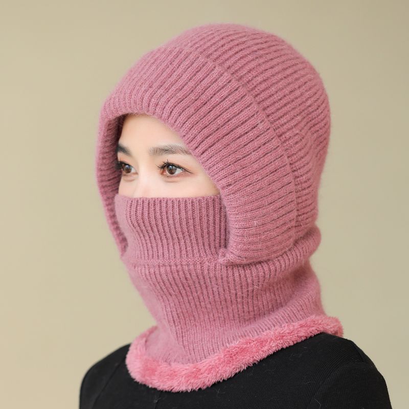 女冬季针织帽加绒厚士妈子