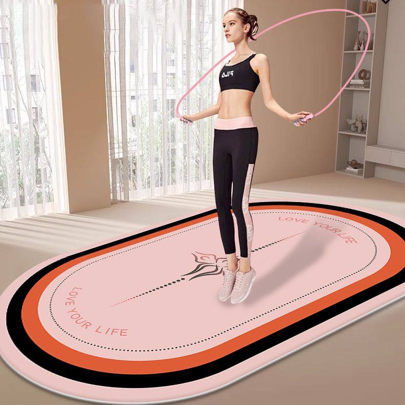 加厚跳绳减震垫瑜伽垫椭圆地垫家用室内静音防滑地毯健身隔音运动
