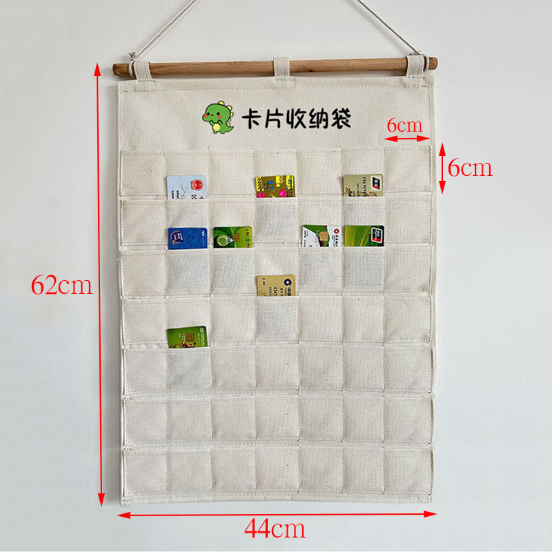 挂式棉麻卡片收纳袋挂袋