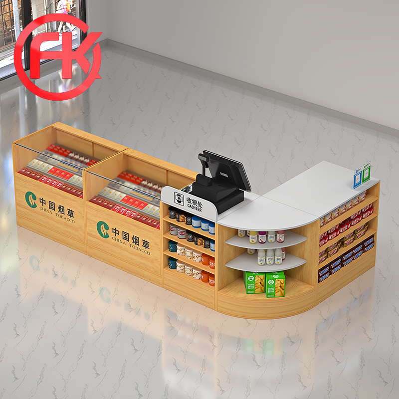 超市收银台便利店烟酒柜展示柜一体组合柜台吧台定制转角玻璃烟柜