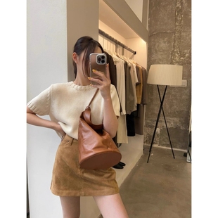 欧货辣妹鹿皮绒半身裙女秋冬季 复古美拉德包臂裙防走光A字短裙子