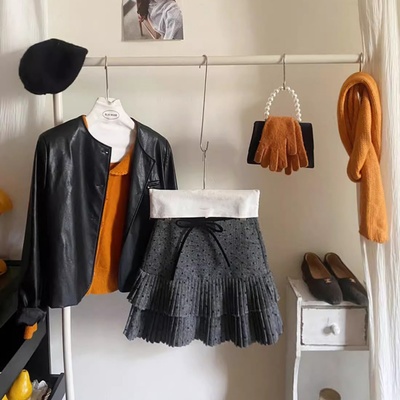 女秋冬高腰A字小众半身裙