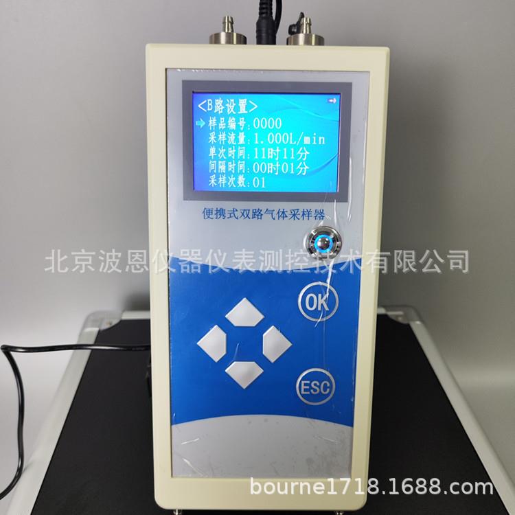 便携式恒流双气路大气采样器厂家采用高精度质量流量计