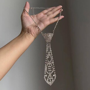 时髦小众欧美风镂空领带choker颈圈长款气质重工百搭万圣节配饰