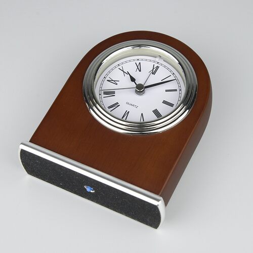 星级酒店宾馆实木闹钟静音床头台面闹钟带夜灯座钟原木台钟可定制