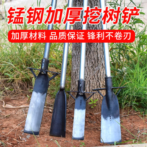 淬火锰钢铁锹挖树专用锹铲子家用加厚挖土钢锹钢R铲农用工具挖树