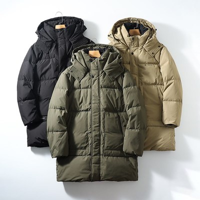 石墨烯锁温!高蓬松超厚实!冬季男士中长款连帽加厚保暖羽绒服潮