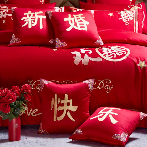 结婚大红抱枕套婚庆婚房布置客厅沙发靠垫M床上靠枕婚庆枕芯用品