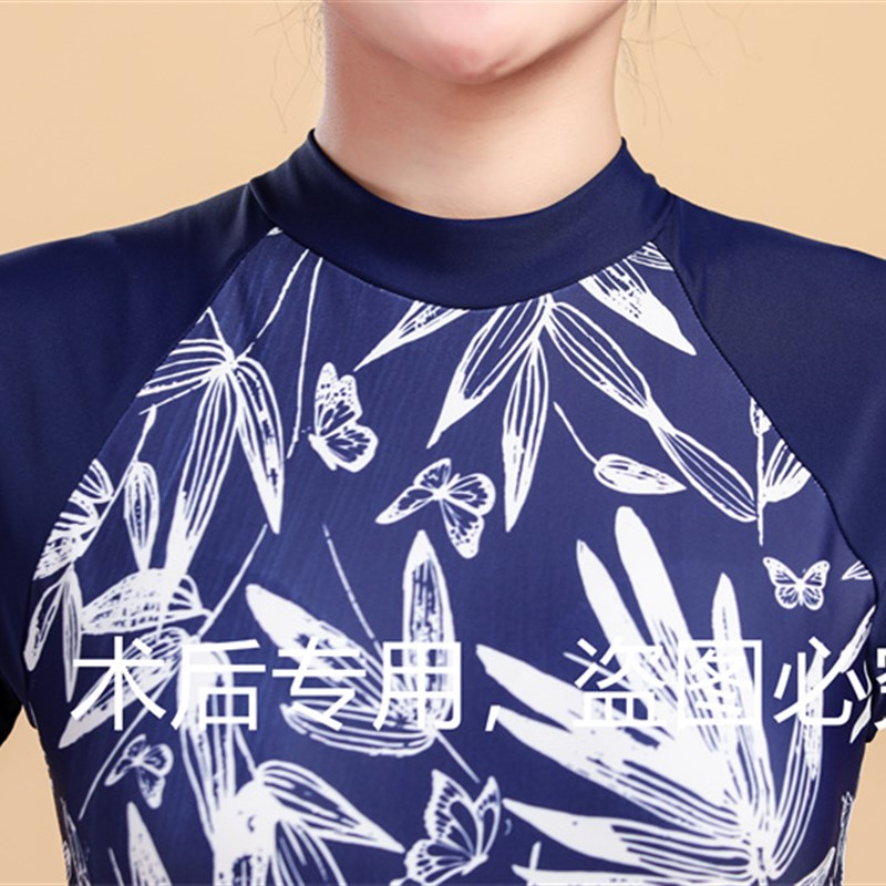 高领口乳腺术后专用泳衣保守连体游泳衣硅胶温泉二合一假胸防走光