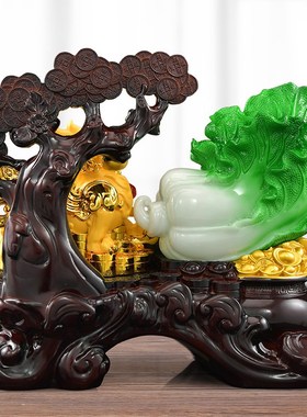 白菜摆件招财貔貅聚宝盆客厅装饰品店铺开业礼物百财聚来乔迁新居