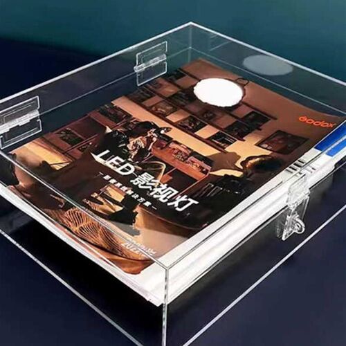 亚克力透明展示j盒带锁储物柜保管箱上锁翻盖合页收纳箱盒子定订