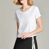 纯棉短款 双面丝光棉T恤女夏2020小个子宽松简约圆领X百搭纯色体恤