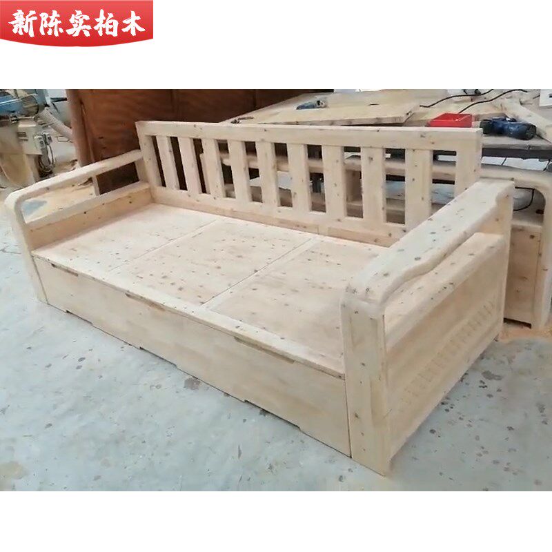 多功能拖床沙发纯k实木客厅坐卧两用全柏木沙发可伸缩单人抽拉家