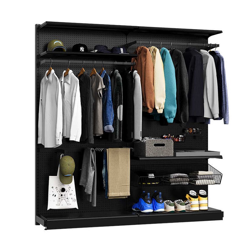 洞洞板落地金属衣架户外装备潮流置物架电竞房五金柜体衣柜收纳架