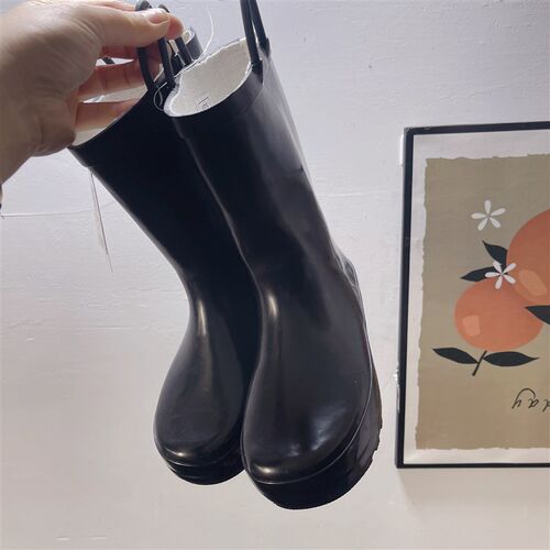 新纯黑色日系学生k男大童31-41简单轻便防滑春夏薄款雨鞋纯色青年