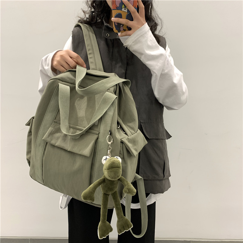 书包女ins风 韩版大学生背包高中森系潮多用O大容量旅行帆布双肩