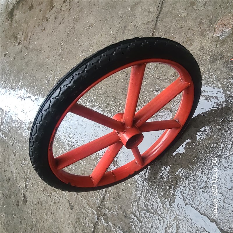 斗车轮子工地手推车轮工地垃圾车充气实心翻斗钢圈板车轮胎发泡胎