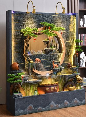 中式客厅水幕墙屏风假山流水喷泉摆件招财景观循环水庭院花园造景