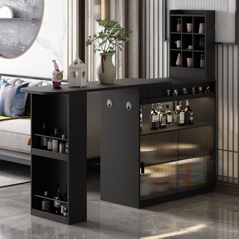 实木吧台桌家用双面沙发边柜可伸缩小户型隔断岛台靠墙一体餐边柜