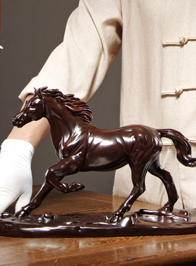 黑檀木马到成功摆件实木质雕刻生肖马工艺品家居办公室装饰工艺品
