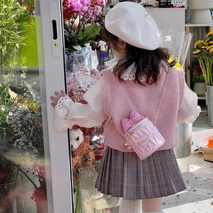 蝴蝶结水桶包洋气儿童可爱斜挎包女孩公主配饰零钱包 女童包包新款