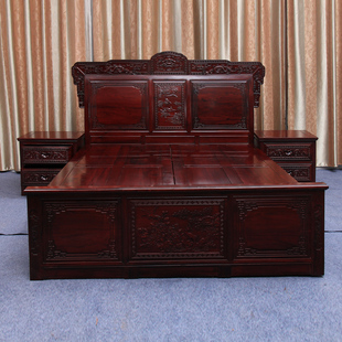 1.8 2米床 家具卧室实木储物床非洲酸枝木K大床1.5 红木床婚床中式