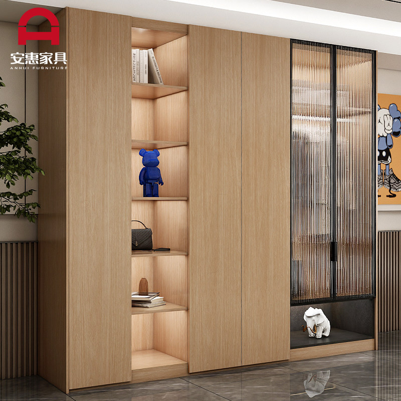 新款主卧落地原木衣柜卧室现代简约E高档一门到顶大衣橱全屋定制