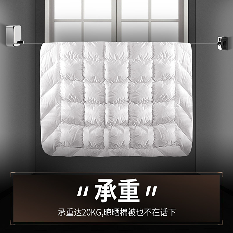 晾衣绳室内免打孔阳台伸缩隐形晾衣架卫生间收缩式拉紧挂衣钢丝绳