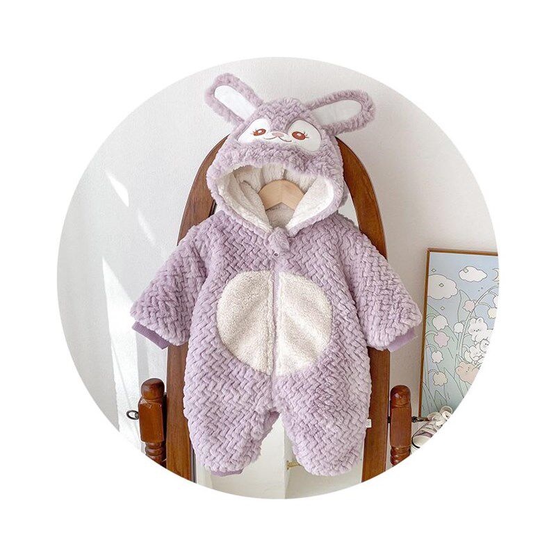 婴儿连体衣秋冬款外出服加绒加厚女宝宝爬服小月龄0-1岁服装冬季