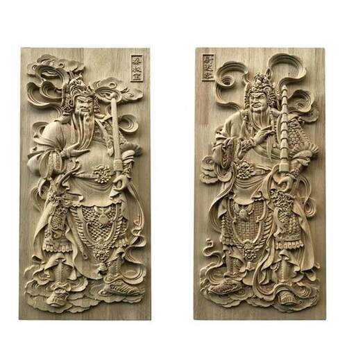 实木雕刻门楼中式庭院浮雕贴花门神古代人物秦叔T宝尉迟恭福禄门