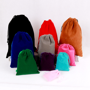 100个 多尺寸多颜色绒布袋 束口珠宝首饰包装袋 礼品红Z布袋子包