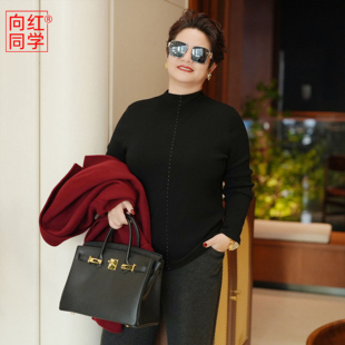 向红同学大码毛衣女款2026新款简约修身显瘦半高领针织毛衫SY210