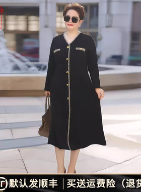 向红同学女装2025秋冬新款显瘦收腰大码休闲过膝长款连衣裙子0195