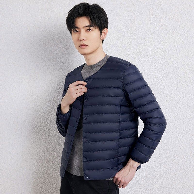 2024新款轻薄羽绒服男款时尚保暖羽绒内胆圆领V领两穿保暖