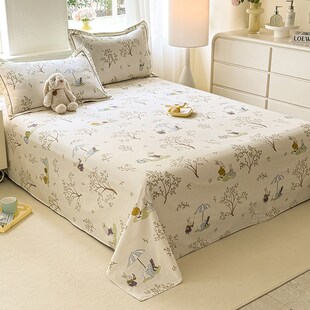 加厚纯棉磨毛床单单件100全棉a类母婴级儿童被单单人女孩宿舍睡单