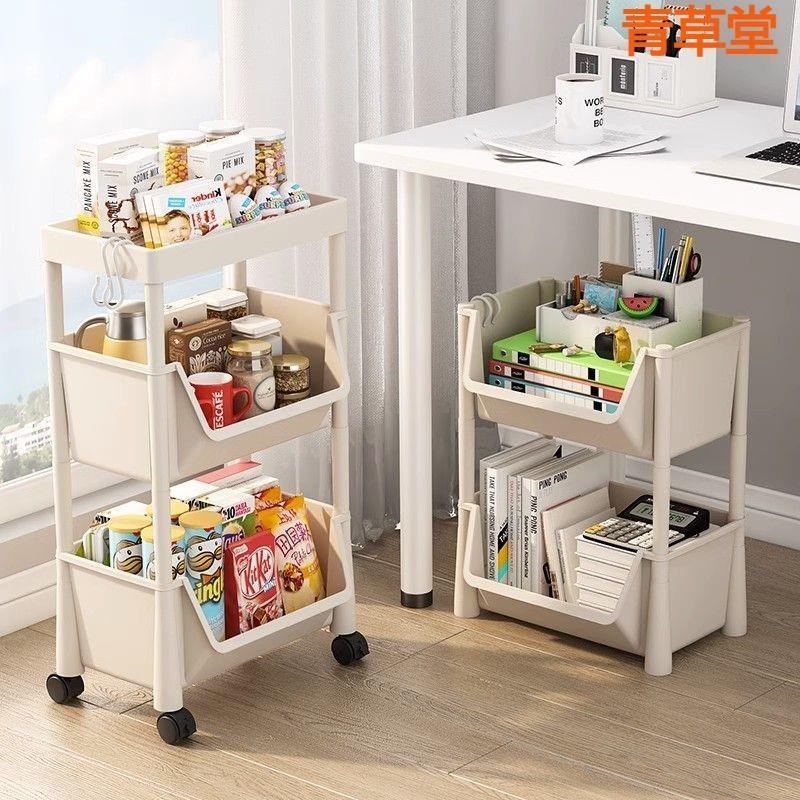 豪华书架收纳置物架多层落地带轮移动小推车书柜书箱整理储物架