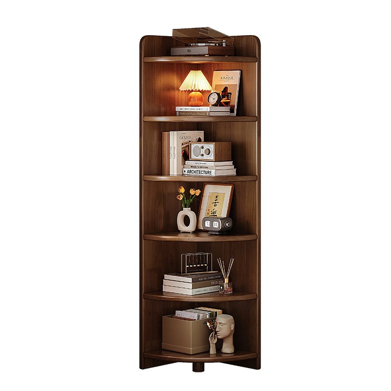 实木墙角三角书架置物架落地客厅沙发角柜角落扇形拐角收纳层架子