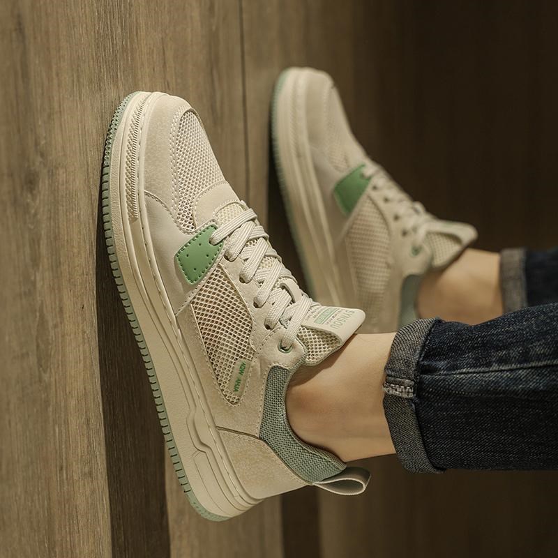 男鞋2025新款夏季透气薄款网面休闲板鞋学生运动软底百搭小白网鞋