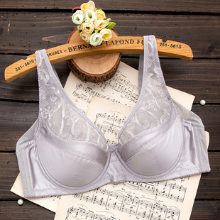 110G上托显胸小 文胸侧收全罩杯带钢圈蕾丝内衣75B 大码 胖MM薄款