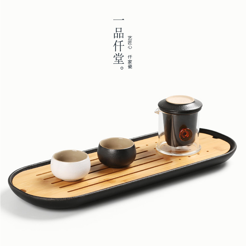 陶瓷快客杯普洱红茶泡茶器玻璃一壶二H杯旅行单人茶具套装功夫过