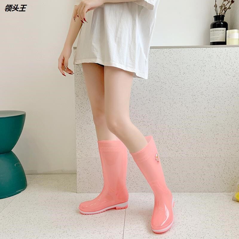 雨靴女高筒透明防水鞋女新款可爱长筒雨鞋防滑水桶鞋工作胶鞋