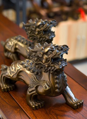 铜制貔貅摆件一对皮丘工艺装饰品办公室客厅酒柜桌面摆设柜子礼品