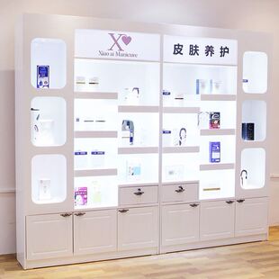 化妆品柜子展示柜带灯箱彩妆柜台护肤品J柜子美容院产品展示柜展