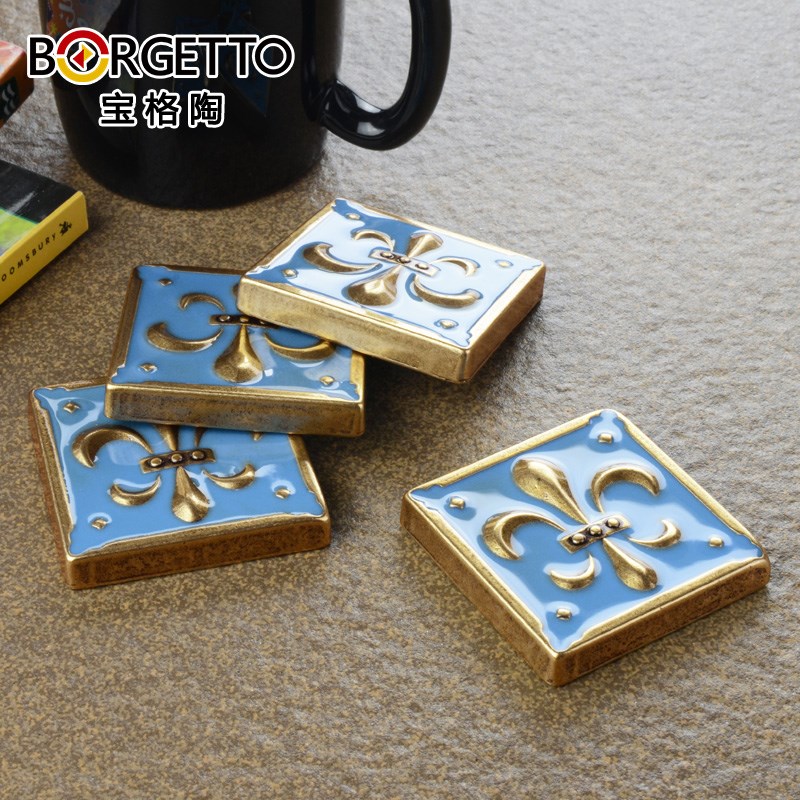 宝格陶 客厅地砖角花金属配件 别墅瓷砖背景墙装饰花片彩色铜方砖