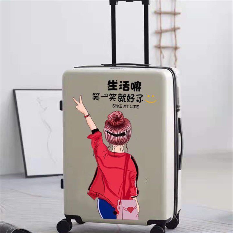 行李箱女学生韩版小清新卡通可爱拉杆箱涂鸦旅行箱男网红密码易恒