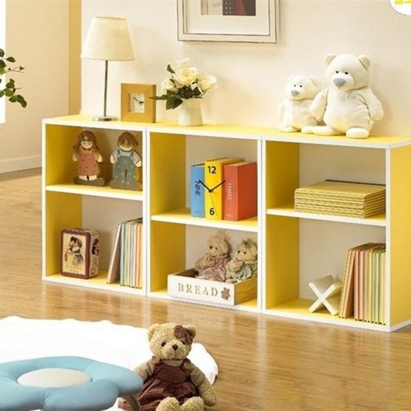 简易书架书柜现代简约自由组合韩式小柜子二层落地儿童储物柜学生